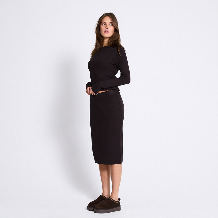 Rib-knit skirt "Jill" Brown